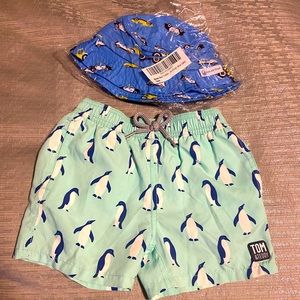 Tom & Teddy Boys Bathing Suit Trunks NWOT comes with a free hat!